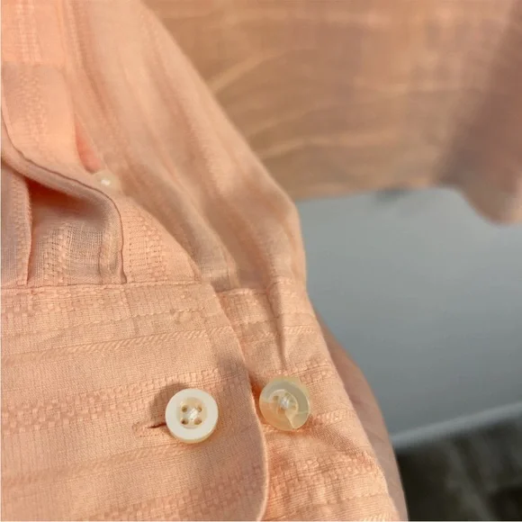 Tommy Bahama Men’s Large Striped Light Orange Linen Blend Button Up Shirt - Picture 14 of 14